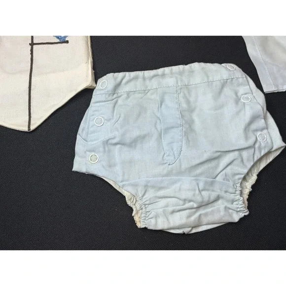 Vtg Baby Togs Boy Clothes/Blue/Embroidered/Button Down/Vest/50's-70's?/Bird Lot - Picture 4 of 12
